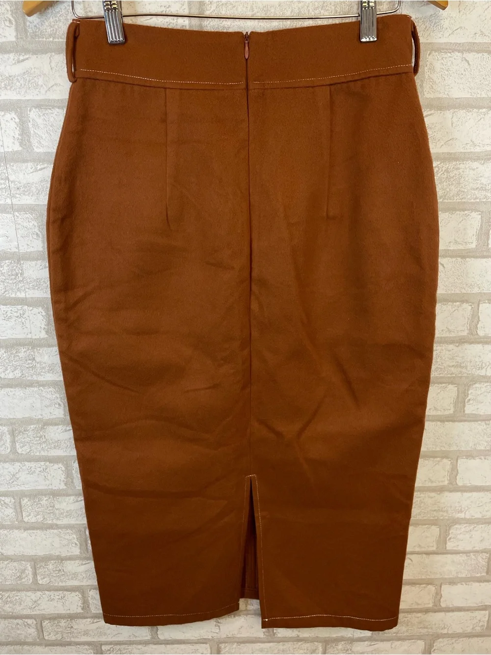 Boohoo Rust Brown Cargo Pocket Midi Pencil Skirt Size 6